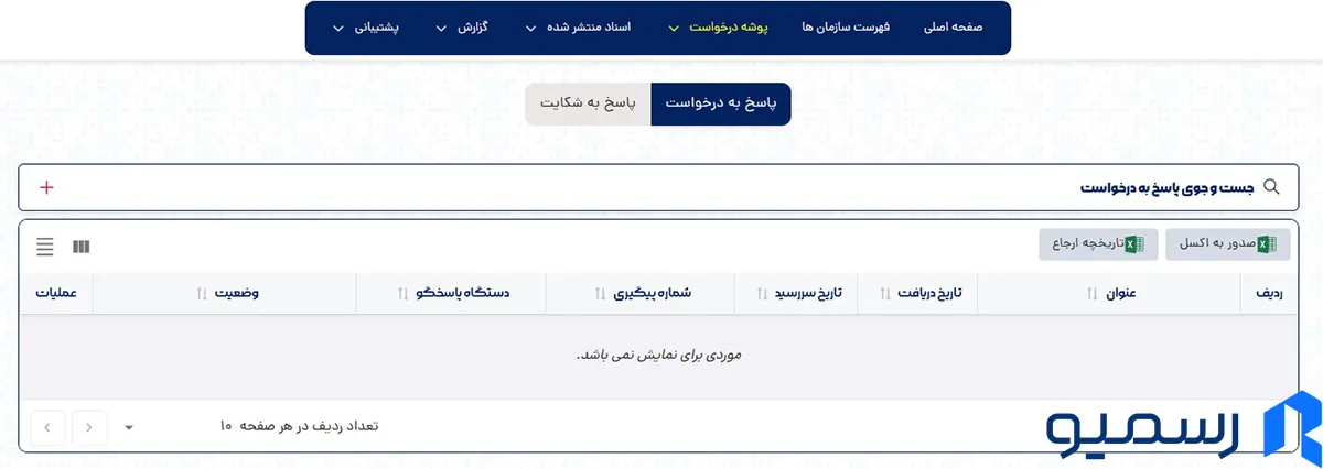 استفاده از سامانه ملی انتشار و دسترسی آزاد به اطلاعات و ثبت درخواست