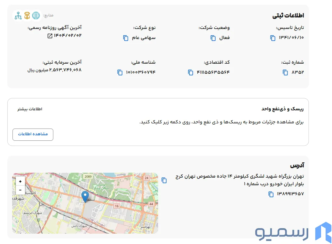 اطلاعات شرکت ها